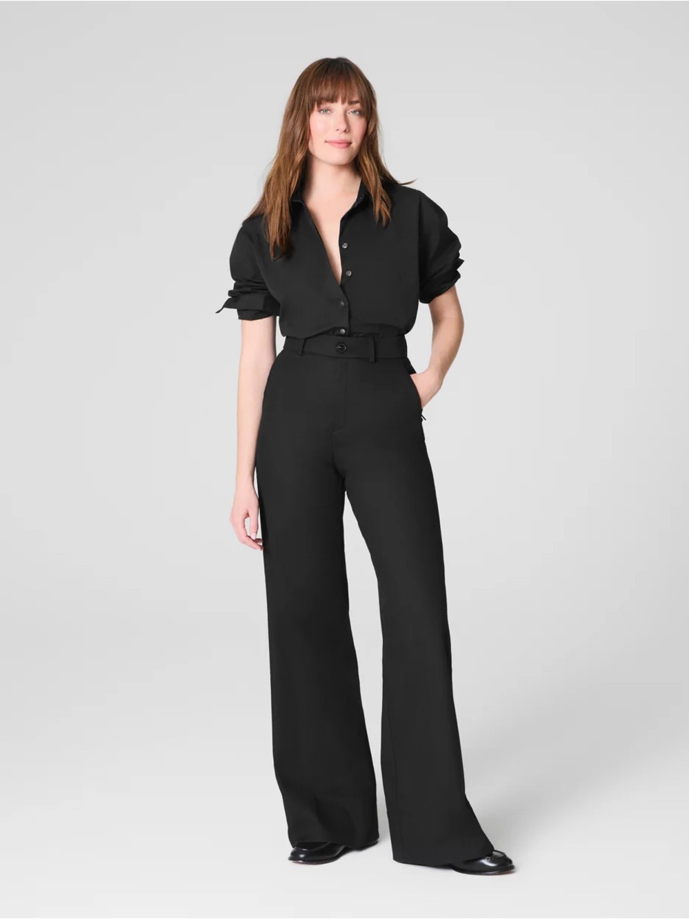 SPANX Wide Leg High-Waist Black Jumpsuit